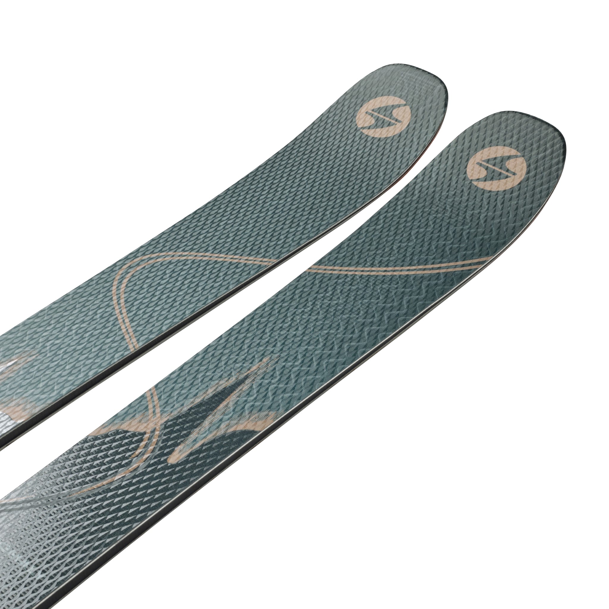 Blizzard Anomaly 94 Skis 2025 - A pair of skis with a dark gray base and light gray accents, featuring a distinctive pattern on the top sheet.