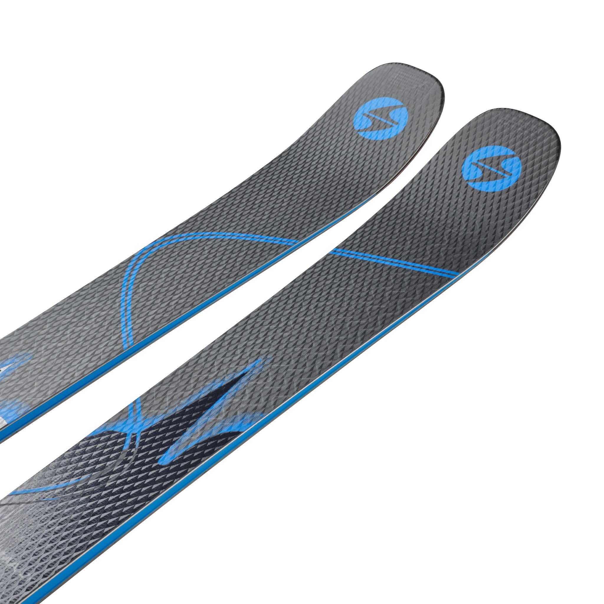 Blizzard Anomaly 84 Skis 2025 - A pair of skis with a black base and blue accents, featuring a textured pattern on the top surface.