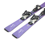 Blizzard Junior Pearl Skis with FDT JR 4.5 Bindings - Purple skis with white lettering and black bindings.