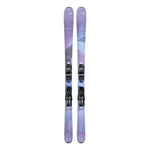 Blizzard Women's Black Pearl 88 D Skis with TCX 11 Bindings - A pair of skis with a purple and gray geometric pattern, featuring black bindings and a black tip.
