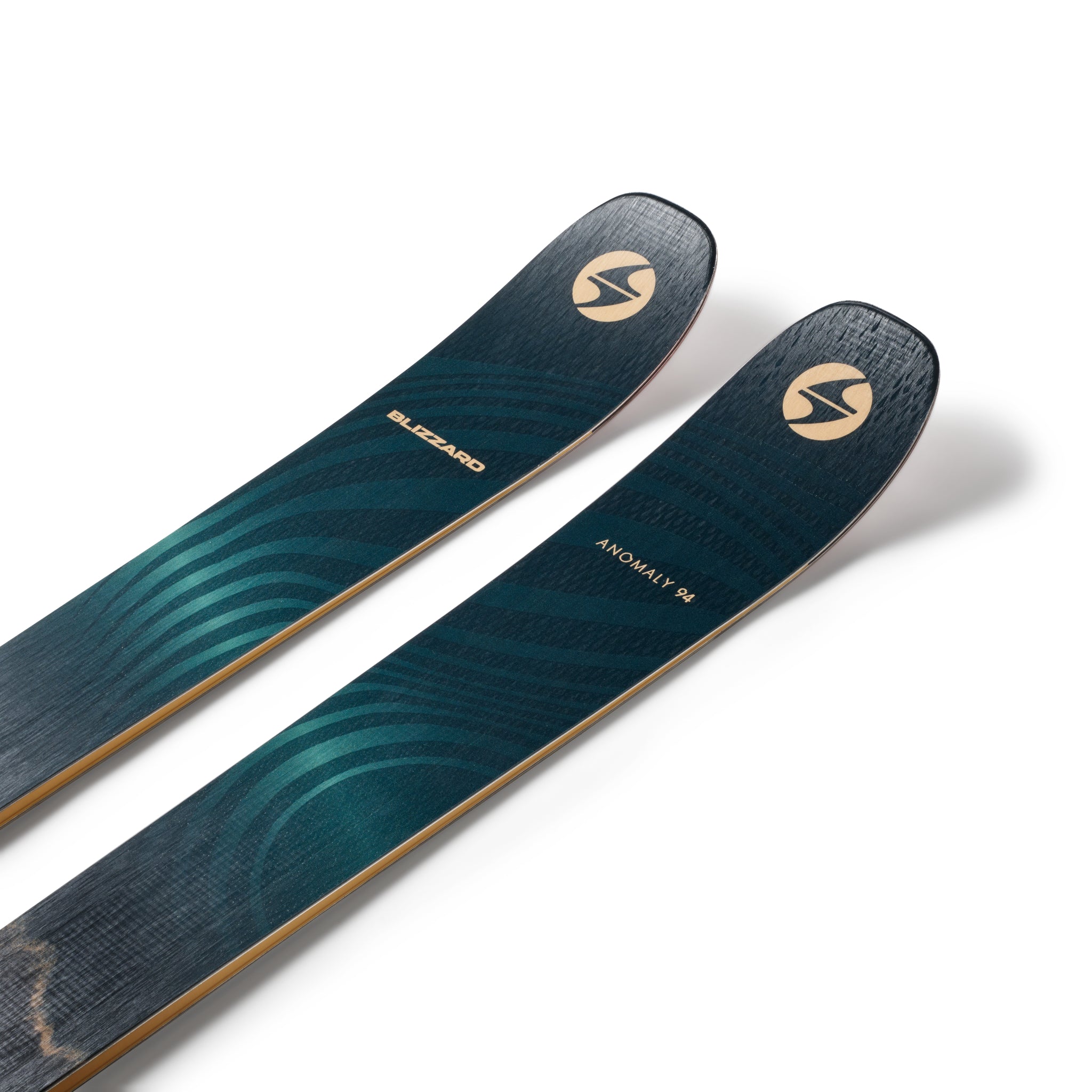 Blizzard Anomaly 94 Skis 2026 - A pair of skis with a dark blue-green color and a subtle wavy pattern on the top surface.