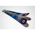 Blizzard Anomaly 88 Skis 2026 - A pair of skis with a blue and black patterned top sheet, featuring orange accents along the edges.