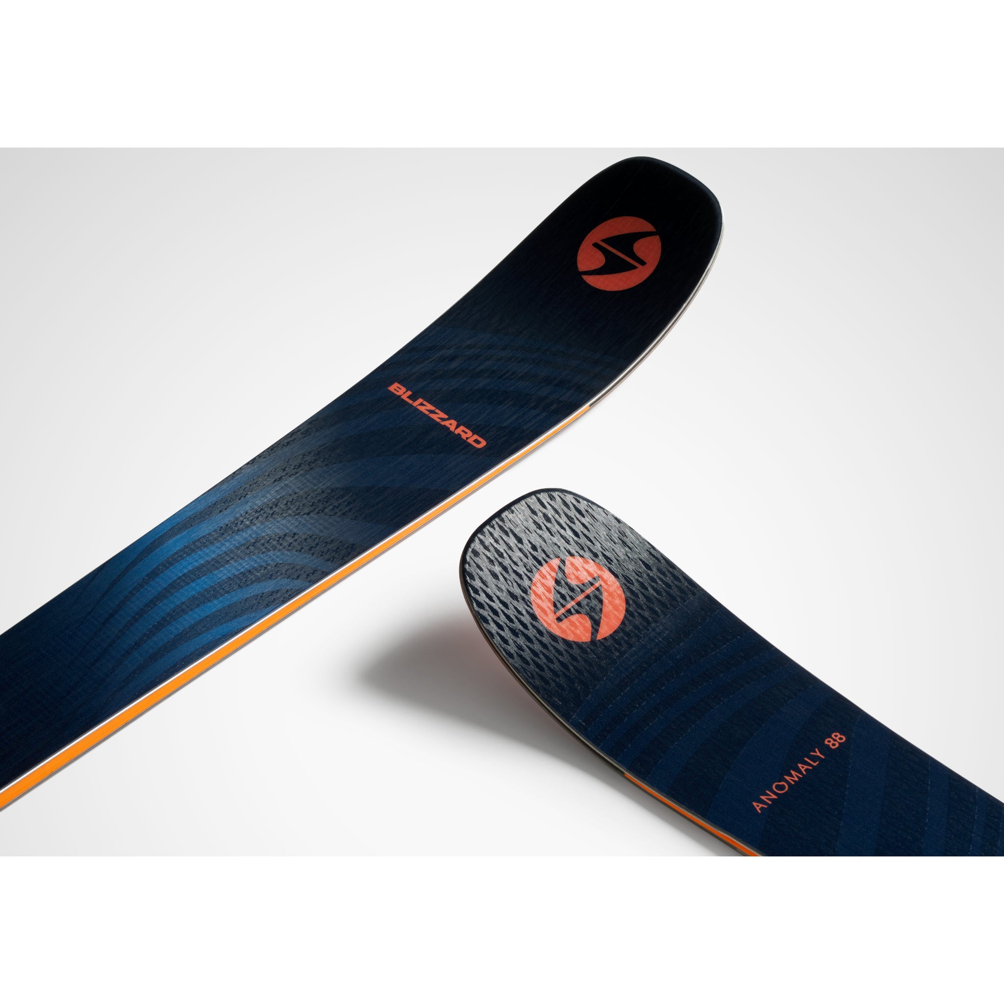 Blizzard Anomaly 88 Skis 2026 - Black skis with orange accents and a black logo on top.