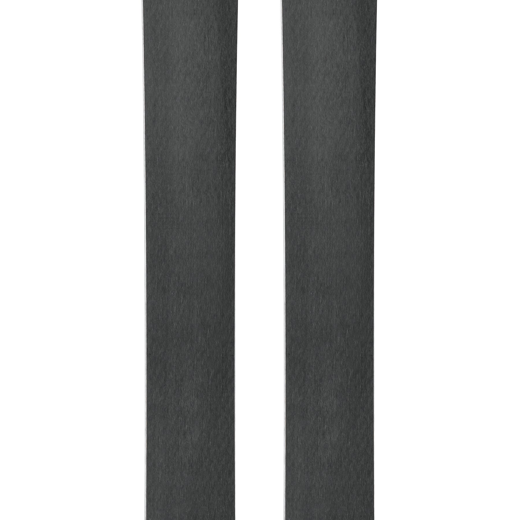 Orange skis with black bases and circular logos, full-length pair.