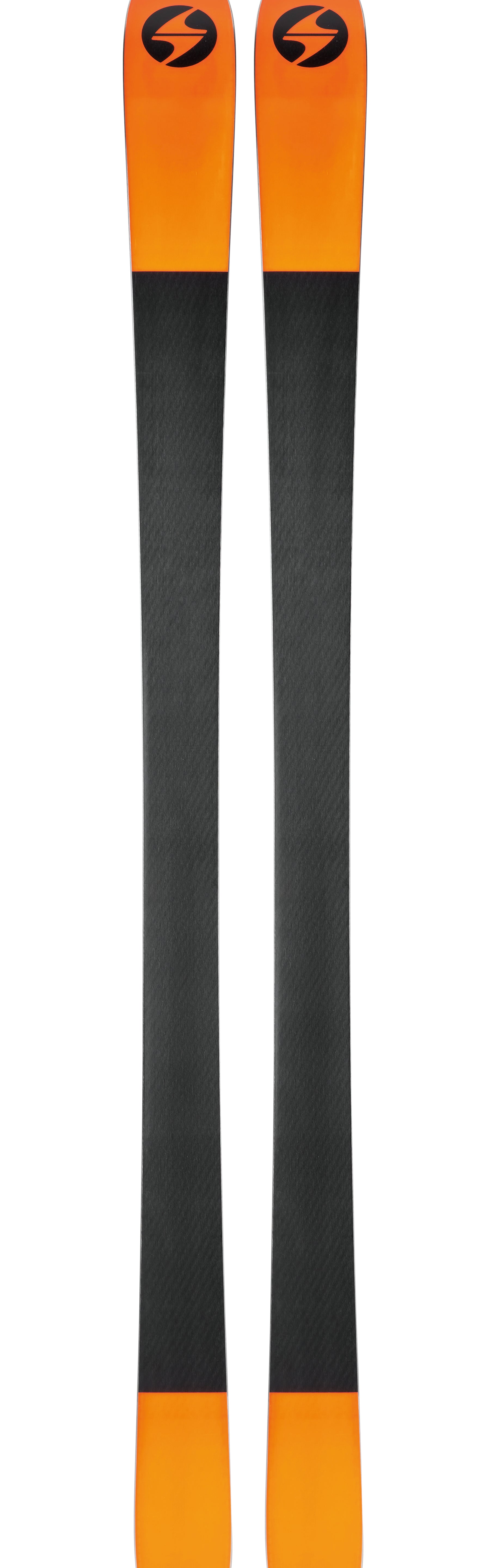 Blizzard Anomaly 84 skis in orange with black sides, long twin tips