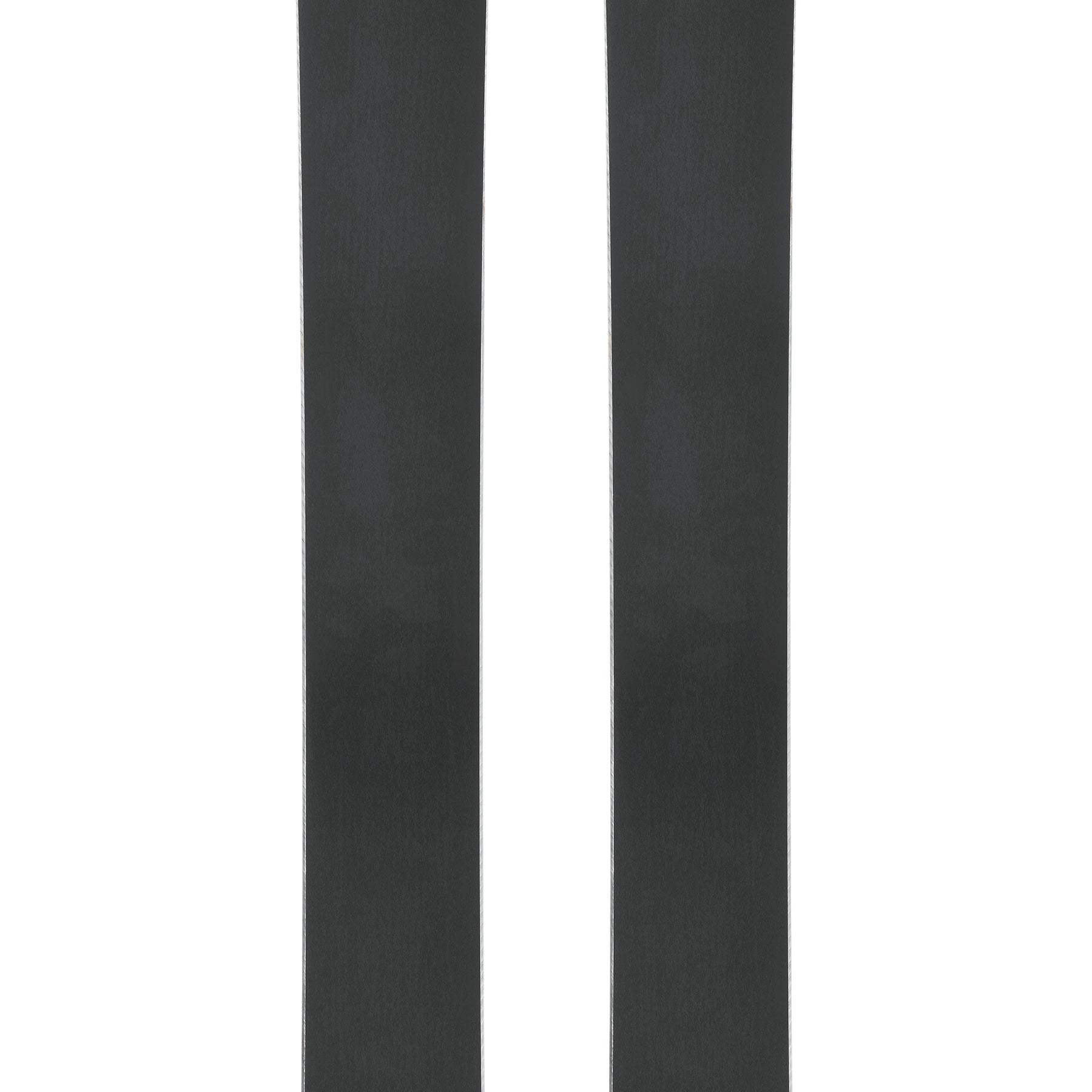 Pair of Blizzard skis, orange tips with black midsection and circular logo
