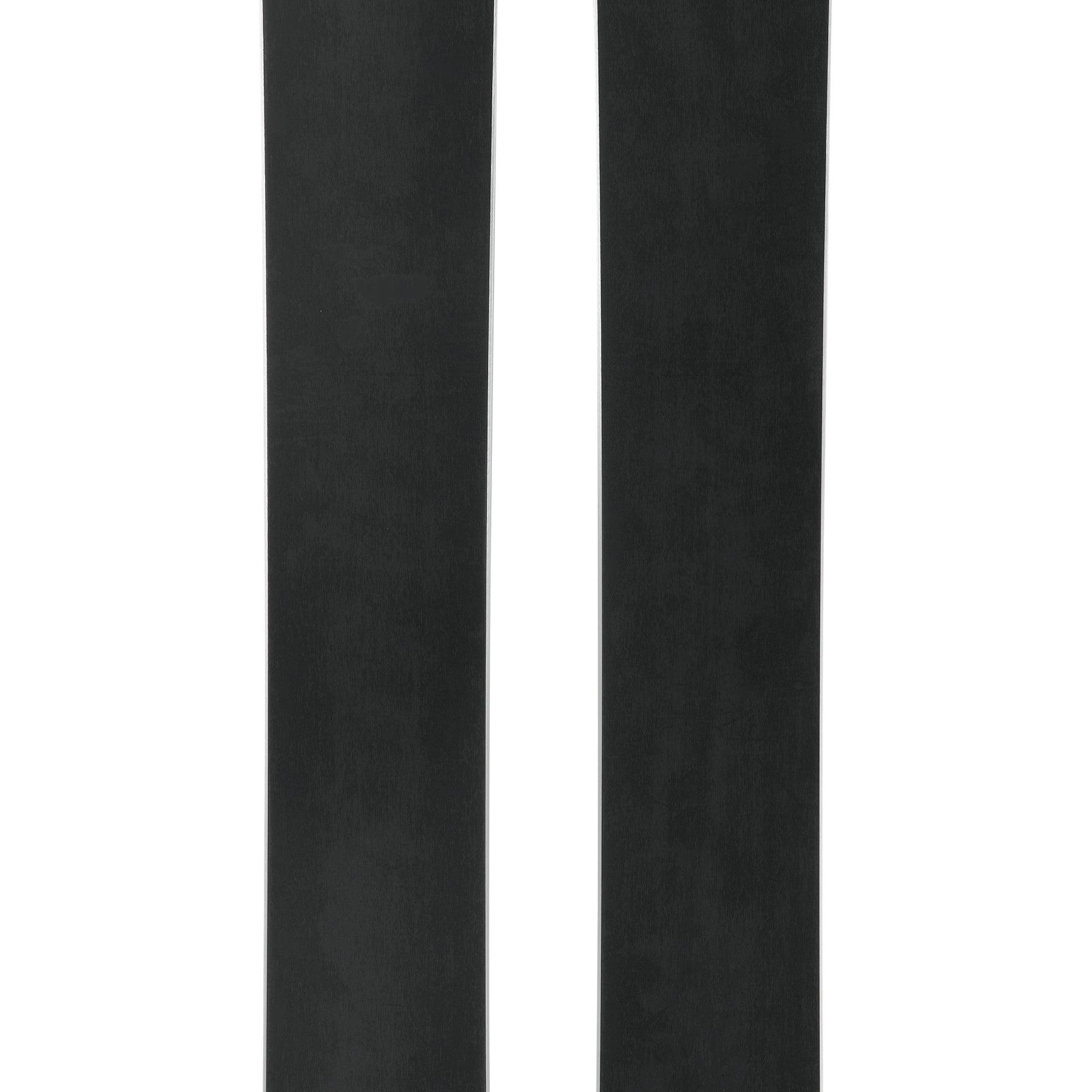 Pair of orange and black skis with teal branding and contrasting end caps.