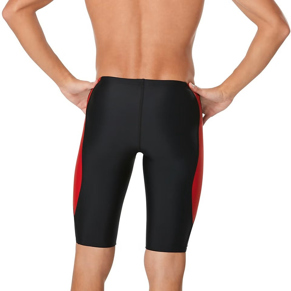 Speedo Tone Setter Jammer - Black jammer with red stripe down side.