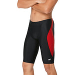 Speedo Tone Setter Jammer - A black swim jammer with a red stripe down the side.