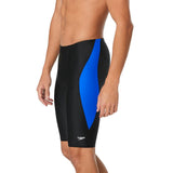 Speedo Tone Setter Jammer - A black swim jammer with a blue stripe down the side.