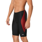 Speedo Tone Setter Jammer - Black swim jammer with a red stripe down the side.