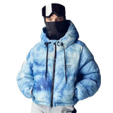 Whitespace Women's Cropped Puffer Jacket 2024 - A cropped-length puffer jacket with a hood, featuring a white and black color scheme.