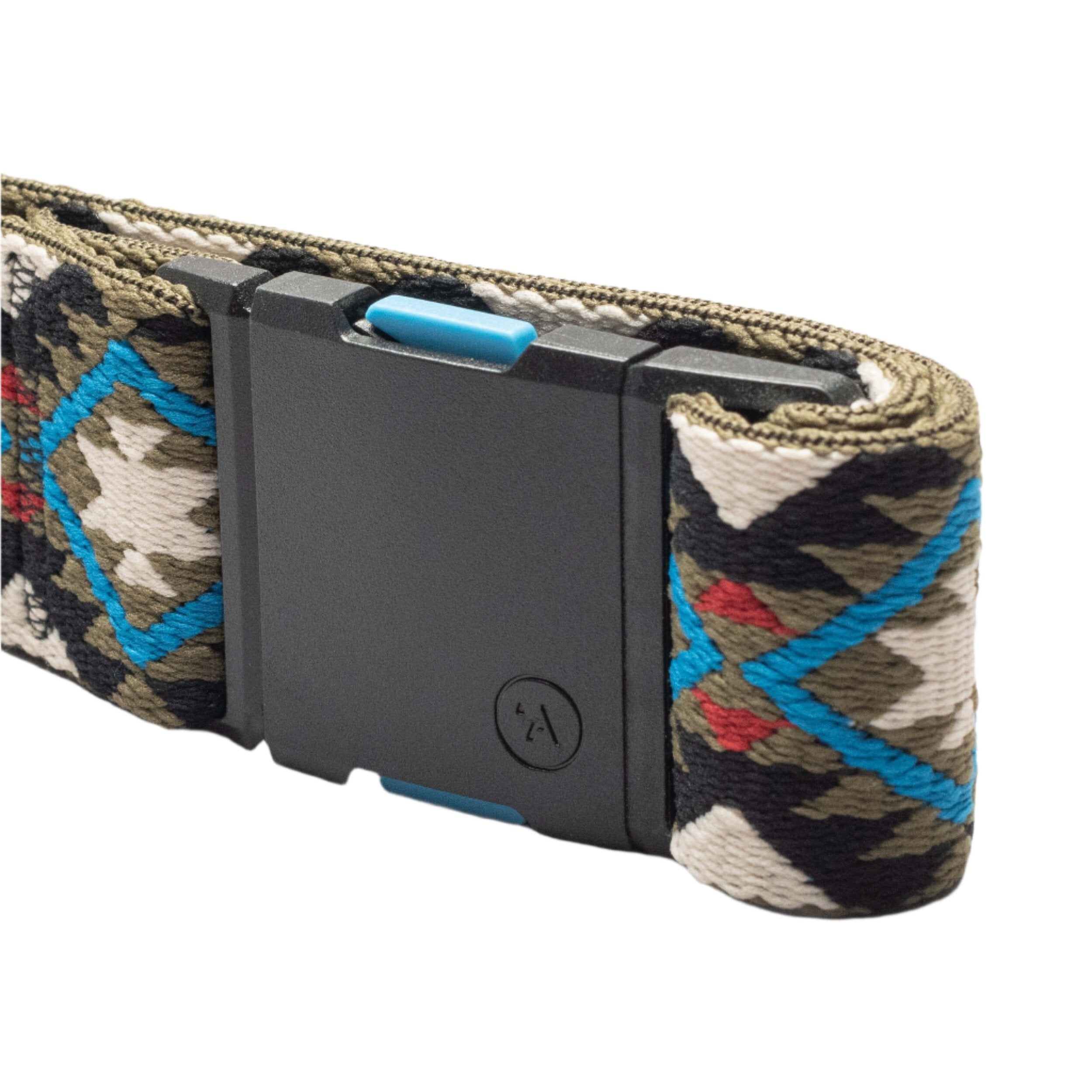 Arcade Twilight Belt 2025 - A camouflage-patterned belt with a blue buckle.