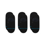 Stance Icon No Show Casual Sock 3-Pack 2024 - A black pack of three no-show socks with a small circular logo on each toe area.