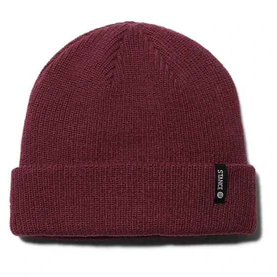Stance Icon 2 Beanie 2024 - A maroon beanie with a small white logo on the front.