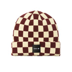 Stance Checked Out Beanie 2025 - A brown and cream checkered beanie with a black label featuring the word "STANCE" in white letters.