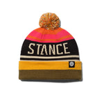 Stance OG Pom Beanie 2024 - A black beanie with a large orange, pink, and yellow pom-pom on top.