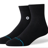 Stance Icon Quarter Sock 2025 - Black socks with a white logo on the ankle area.