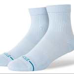 Stance Icon Quarter Sock 2025 - White socks with a small blue logo on top of foot.