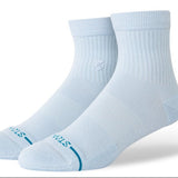 Stance Icon Quarter Sock 2025 - White socks with a small blue logo on top of foot.