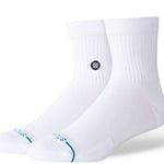 Stance Icon Quarter Sock 2025 - White socks with a black logo on the ankle area.