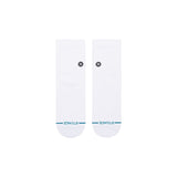 Stance Icon Quarter Sock 2025 - White socks with a small black logo featuring an interlocking "S" and "T" design.