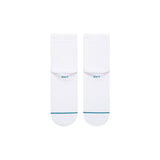 Stance Icon Quarter Sock 2025 - White socks with a blue stripe at the top.