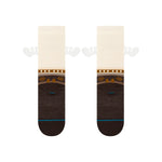 Stance Have Some Eggnog Crew Sock 2025 - A pair of crew socks with a festive eggnog design, featuring brown and white stripes.