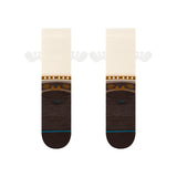 Stance Have Some Eggnog Crew Sock 2025 - A pair of crew socks with a festive eggnog design, featuring brown and white stripes.