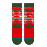 Stance I Know Him Crew Sock 2025 - Red crew socks with white snowflakes and "I know him" in white letters.
