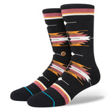 Stance Cloaked Crew Socks 2023 - Black crew socks with a subtle, abstract pattern of dark gray and light gray brushstrokes.
