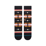Stance Cloaked Crew Socks 2023 - Black crew socks with a repeating pattern of orange and pink cloaked shapes.