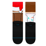 Stance Griswold Crew Sock 2025 - A brown crew sock with a red and white Santa hat graphic on top.