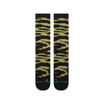 Stance Creeky Meadow Snow Sock 2025 - A pair of snow socks with a green and brown abstract pattern resembling meadow grasses.