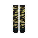 Stance Creeky Meadow Snow Sock 2025 - A pair of snow socks with a green and brown abstract pattern resembling meadow grasses.