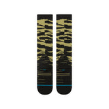 Stance Creeky Meadow Snow Sock 2025 - A pair of snow socks with a green and brown abstract pattern featuring meadow scenes.