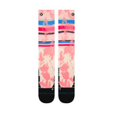 Stance Brong Snow Sock 2025 - A pair of snow socks with a pink and blue pattern on a white background.
