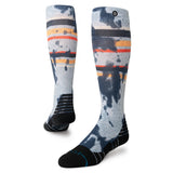 Stance Brong Snow Sock 2025 - A pair of snow socks with a light grey base color and dark blue splotches.