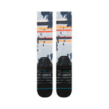 Stance Brong Snow Sock 2025 - A pair of snow socks with a light blue background and dark gray splatter pattern.