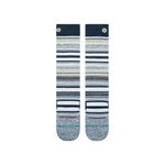 Stance Curren Snow Sock 2025 - White snowboard socks with a repeating pattern of thin black and grey stripes.
