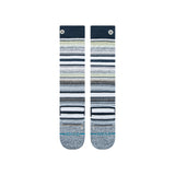 Stance Curren Snow Sock 2025 - White snowboard socks with a repeating pattern of thin black and grey stripes.