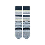 Stance Curren Snow Sock 2025 - A pair of snow socks with a gray and white striped pattern, featuring black accents at the top and bottom.