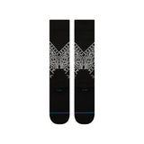 Stance Barrio Snow Sock 2025 - Black snow socks with white bandana print and blue logo on top.