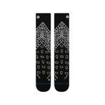Stance Barrio Snow Sock 2025 - Black snow socks with white paisley pattern and blue logo on top.