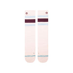 Stance Boyd Snow Sock 2025 - White socks with a maroon stripe and light blue stripes above and below it.