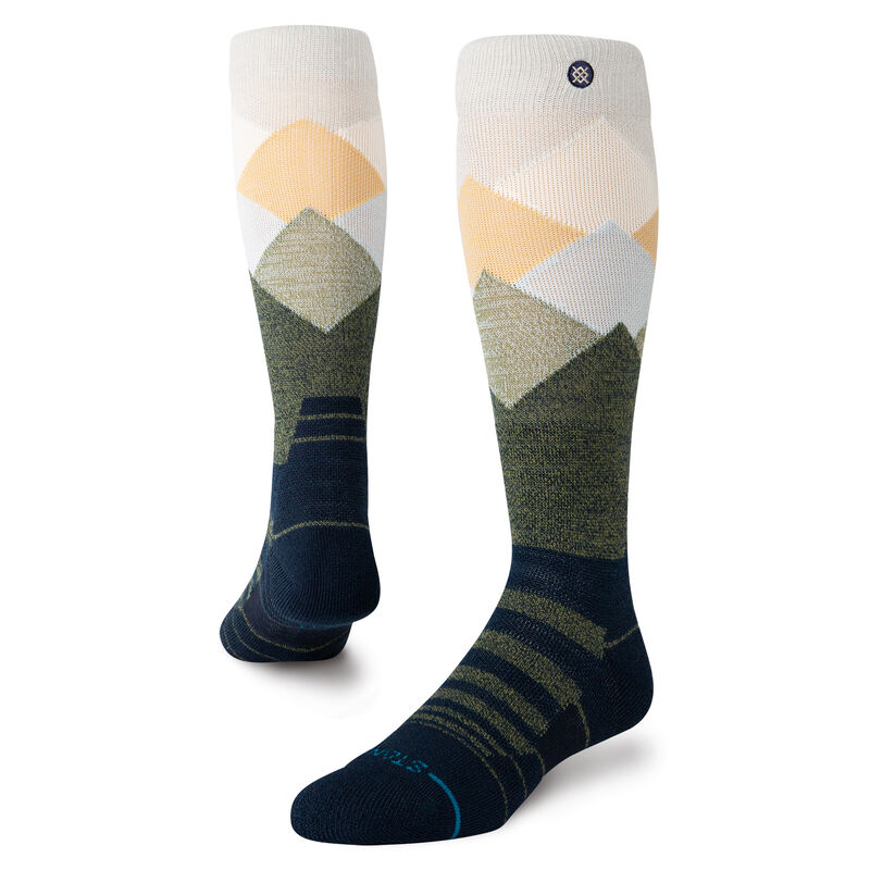 Stance Misty Snow Sock 2025 - A pair of snow socks with a light blue and white color scheme, featuring a subtle mist pattern on the top portion.