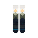 Stance Misty Snow Sock 2025 - A pair of white socks with a snowflake design on top.
