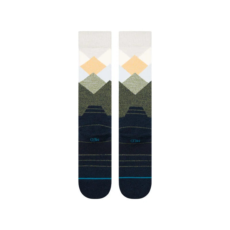 Stance Misty Snow Sock 2025 - A pair of white socks with a snowflake design on top.