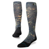 Stance Rompin Snow Sock 2025 - A pair of snow socks with a camouflage pattern in shades of green and brown, featuring tan accents.