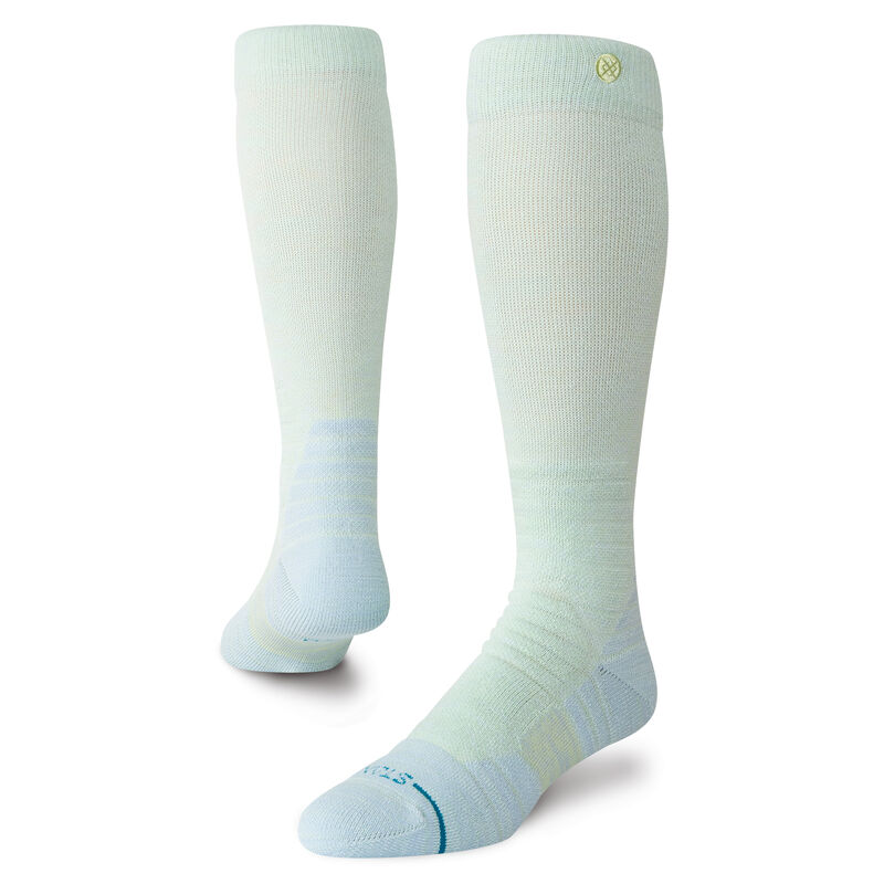 Stance Traveleer Snow Sock 2025 - White socks with a subtle blue stripe at the top and a small logo on the ankle.